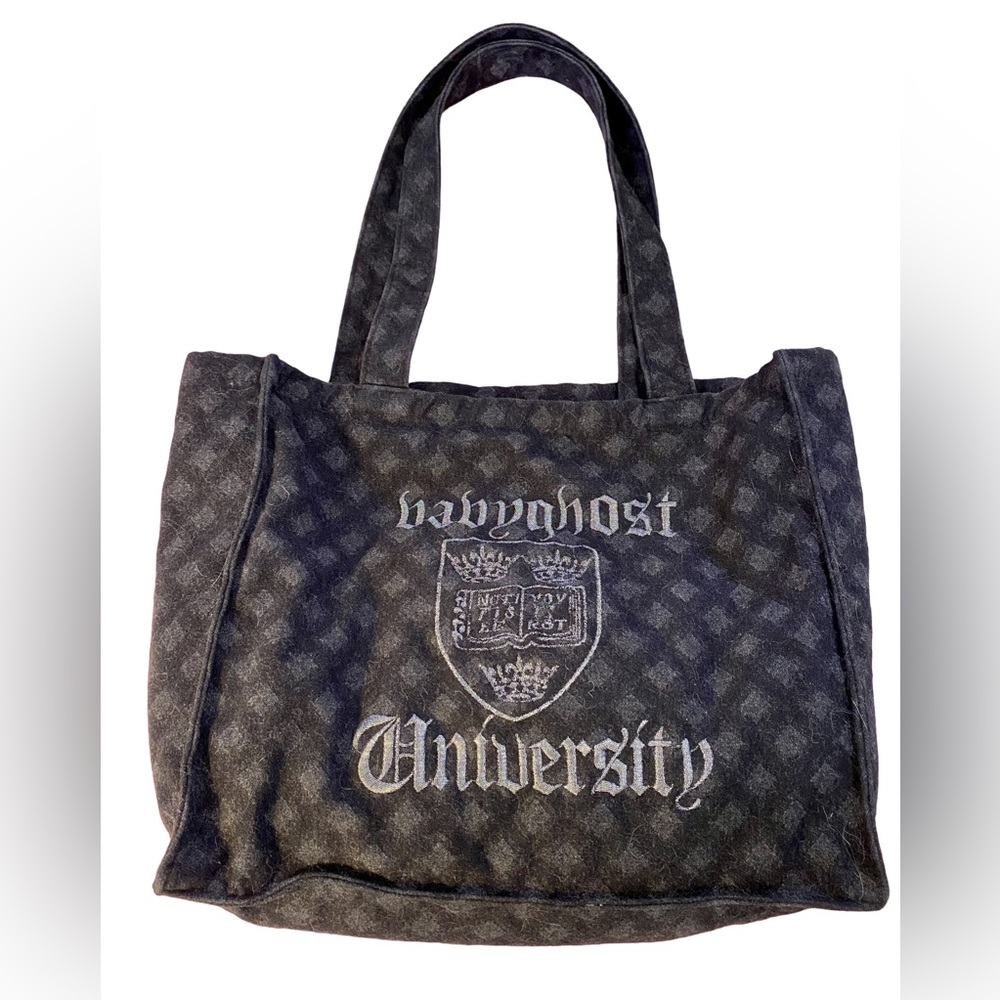 BABYGHOST BABYGHOST University Black and Grey Canvas Tote Bag